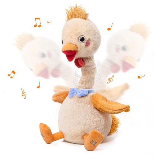 TUMAMA Dancing Talking Chicken Toy, Mimicking Twisting Neck Flapping Wings Electronic Pet Soft Plush Chick Toy,Singing, Recording, Repeating, Baby Toddler Interactive Toys for Boys Girls Gifts