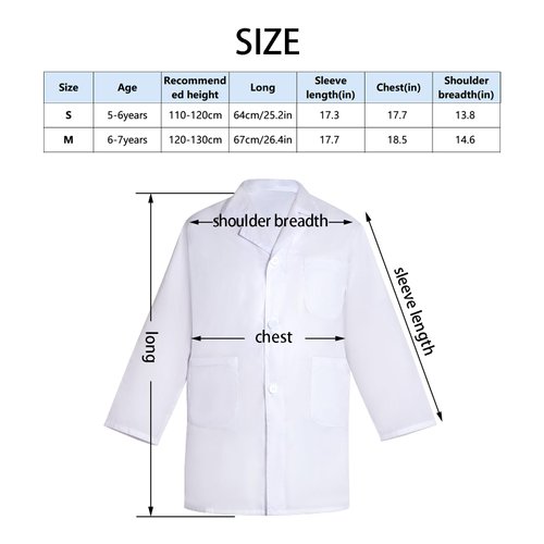 mifengda Doctor Scientist Lab Coat for Kids Children Doctor Costume Dress Up Coat for Boys Girls Halloween Costume Role Play