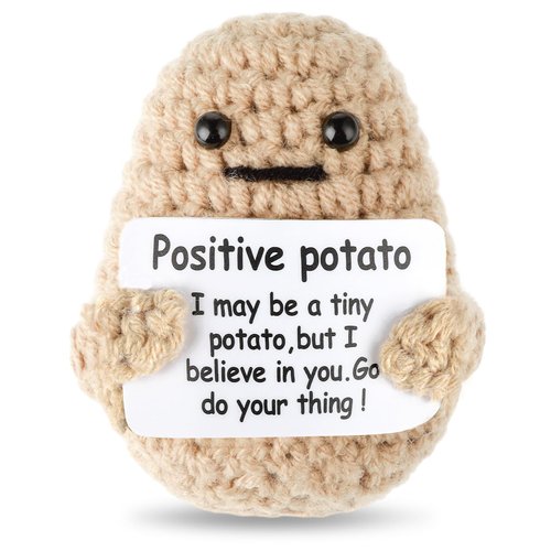 Grevosea Mini Funny Positive Potato, 3 Inch Positive Potato Crochet Cute Wool Funny Knitted Positive Potato Doll Cheer up Gifts for New Year Gift Birthday Gifts Friends Party Decoration Encouragement