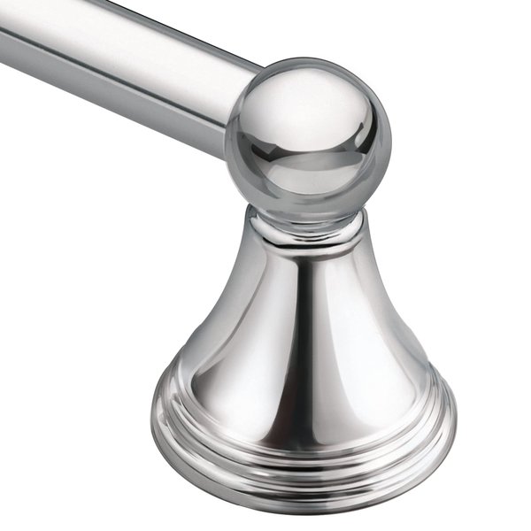 Moen Preston Collection Chrome 24-Inch Single Bathroom Towel Bar, Wall Mounted Towel Hanger for Bath or Kitchen, DN8424CH