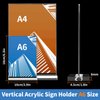 Acrylic Sign Holder 4x6 Inch, 3 Pack Sign Holders Vertical , Double Sided Display Clear TableTop Sign Holder, Acrylic Paper Holder for Wedding Reception, Party Decoration, Numbers Picture Frames