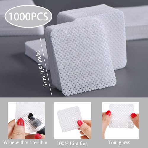 1000 Pieces Eyelash Extension Glue Wipes Eyelash Glue Cleaner Non Woven Fabric Glue Wipes Lash Supplies Accessories Tools for Eyelash Extension Glue and Nail Polish Bottle (White)