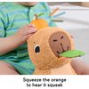 Fisher-Price Baby Sensory Toy Snuggly Snacky Capybara Plush with Newborn Teether & Rattle Activities for Infants Ages 3+ Months