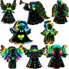 Motipuns 80 Pcs Christmas Angel Scratch Cards for Boys Girls Rainbow Christmas Ornaments Christmas Crafts for Winter Xmas Holiday Party Supplies Home Classroom DIY Activities
