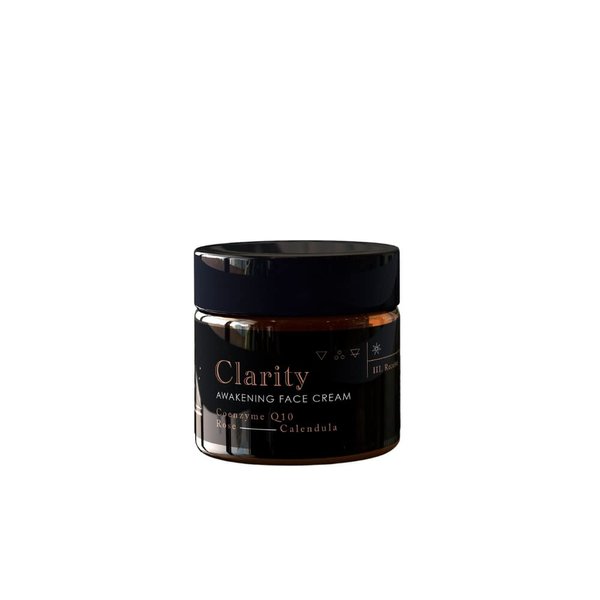 Good Medicine Beauty Lab Clarity Awakening Face Cream - Daily Anti-Aging Moisturizer with Coenzyme Q10 and Vitamin B3 - Hydrating Coconut Oil and Aloe Vera - Skincare for Women and Men (1 oz)