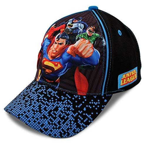 DC Comics Boys’ 3D Baseball Cap: Batman, Superman, Justice League (Toddler/Boys), Size 4-7 Years, Justice League Black
