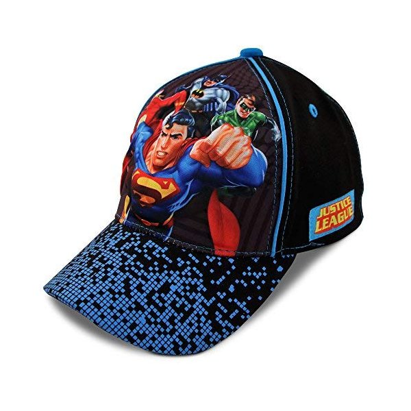 DC Comics Boys’ 3D Baseball Cap: Batman, Superman, Justice League (Toddler/Boys), Size 4-7 Years, Justice League Black