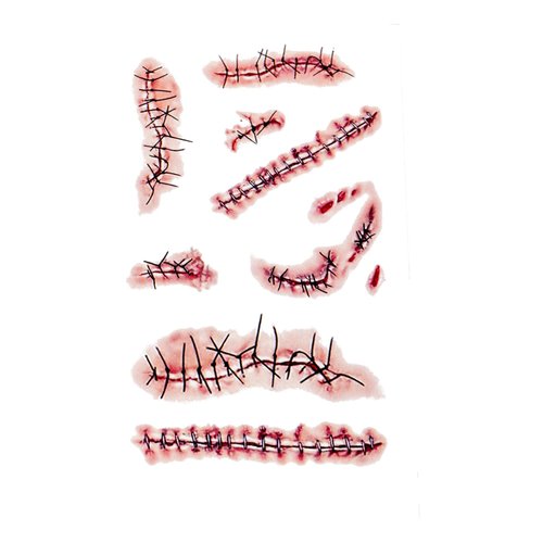 20 Sheets Halloween Zombie Temporary Tattoos - NEDEQI Chucky Scar Fake Blood Tattoos Waterproof R...