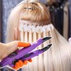 Lothee Fusion Hair Extension Heat Iron with Keratin Beads, Fusion Glue Protector, Template Hair Clips, Heat Insulation Sheets and Finger Gloves (Purple, 50g Bags)