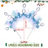 Urieo Christmas Snowflake Light up Headband White Beads Headbands with LED Lights Beaded Fluffy Ball Costume Party Hair band for Women