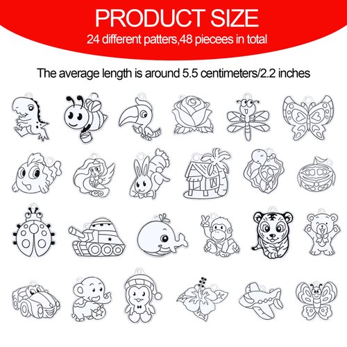 Sratte 48 Pcs Sun Catcher Kits for Art Window DIY Suncatchers Craft for Kids Animals Summer Window Art Paint with 24 Suction Cups for Kids Ornament Birthday Party Activities Home Decor Supplies