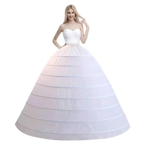 Hazhlko Women's 8 Hoops Super Puffy White Petticoats Half Slip Skirt Floor Length Underskirt for Wedding Ball Prom Quinceanera Dresses