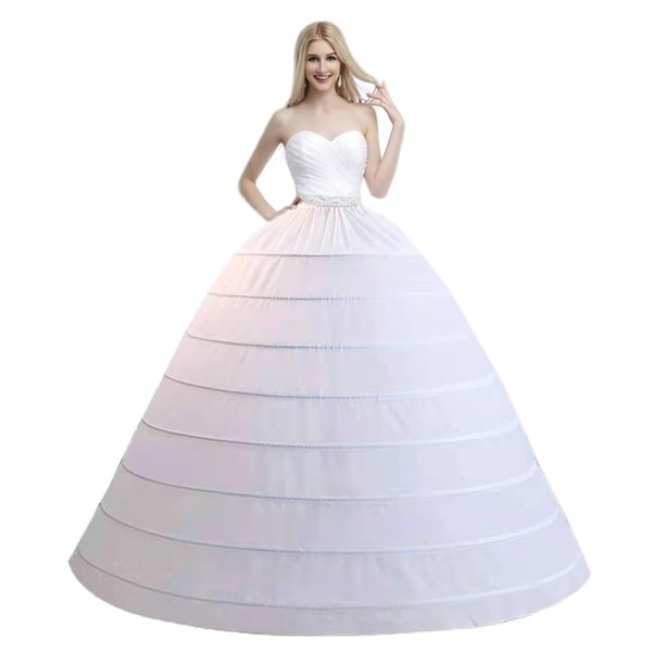 Hazhlko Women's 8 Hoops Super Puffy White Petticoats Half Slip Skirt Floor Length Underskirt for Wedding Ball Prom Quinceanera Dresses