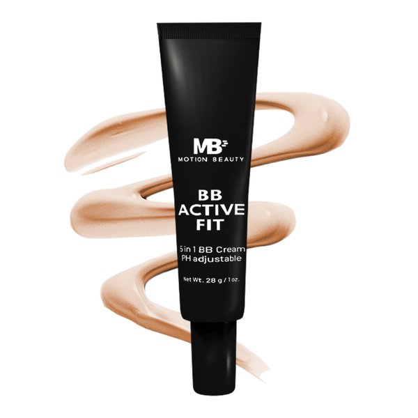 Motion Beauty BB Active Fit: Correcting BB 5-in-1 Ph Adjustable Cream for Sports Lifestyle & Workouts, Foundation Makeup Moisturizer Face Cream, Ultra-Light Self-Adjusting, Motion Proof, 1.0 Fl Oz