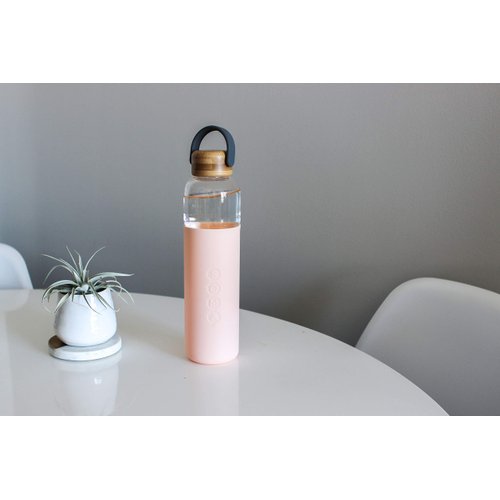 Soma Glass Water Bottle with Silicone Sleeve, BPA-Free, Blush, 25oz