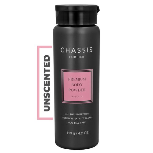 Chassis for Her Body Powder for Women, Sweat and Odor Control Talc Free Body Powder with Hydro-Shield Technology, Unscented Feminine Corn Starch Body Powder