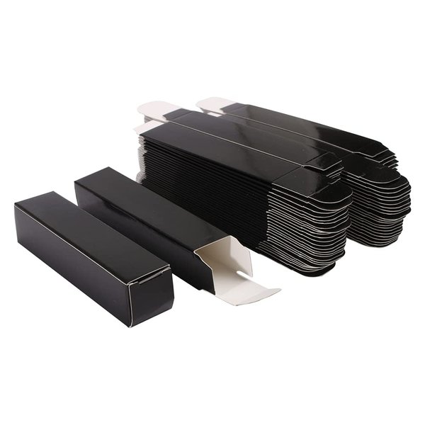 COSIDEA 50 PCS Empty Black Lip Gloss Boxes W23 xW23 xH103mm / 0.9 * 0.9 * 4.05 inch, Cosmetic Perfume/Mascara Box Packaging for Small Business Wholesale, small Kraft Paper Box Luxury Holder Wrapping