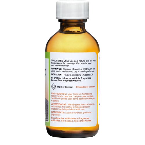 De La Cruz Avocado Oil - Expeller Pressed Pure 100% Avocado Oil for Hair and Body - Lightweight Body Oil for Dry Skin 2 FL. OZ