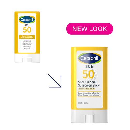 Cetaphil Sheer Mineral Sunscreen Stick for Face & Body, 0.5oz, 100% Mineral Sunscreen: Zinc Oxide & Titanium Dioxide, Broad Spectrum SPF 50, For Sensitive Skin