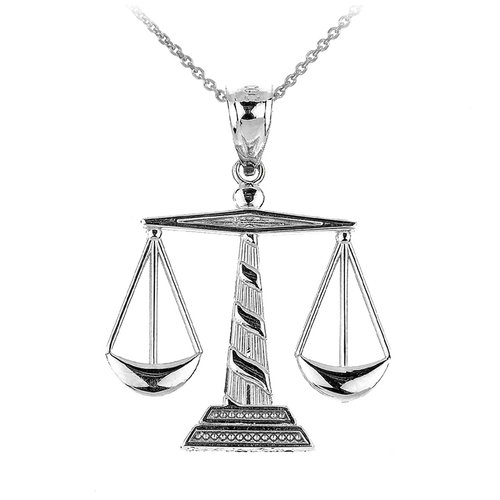 925 Sterling Silver Scales of Justice Pendant Necklace, 20"