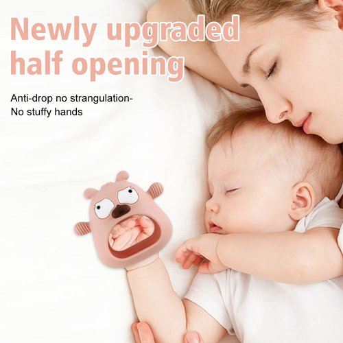 Teething Toys for Babies 3+ Months,Cute Dog Buddy Never Drop Silicone Teether Toys for Infants 3+ Months,Baby Chew Toys for Sucking Needs,BPA Free (Pink)