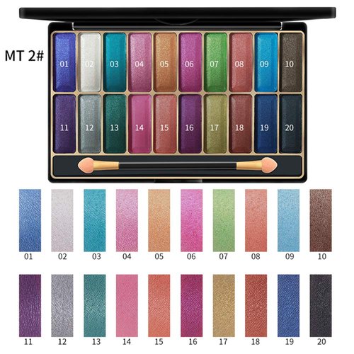 DISAAR Beauty Shiny 20 Color Wet Eye Shadow Palette Makeup Glitter Gold Talcum Powder Waterproof Advanced Nano Technology Long-Lasting Effect 27g (MT 2#)