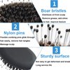 Boar Bristle Detangling Hair Brush for Curly Fine Straight Natural Tangled Hair, Anti-frizz Styling Hairbrush for Women and Men, Boar Nylon Bristle Paddle Brush