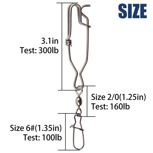 Longline Fishing Snap Clips High Strength Stainless Steel Floatline Tuna Clips Branch Hangers with Duo Lock Snap Swivels Saltwater Fishing Long Line Clips Longline Decoys 4pcs