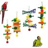 Generic Bean Bean Scoop Parrot Toys Set - Handcrafted 4-Piece Hanging Chew Toys with Bright Grass Carrot, Corn & Rattan Balls, Natural Bird Entertainment