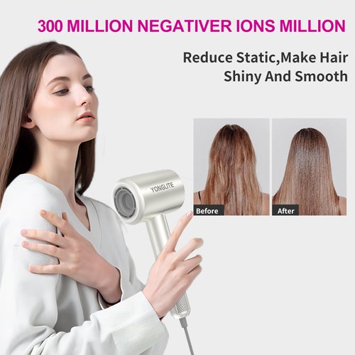 AVBDJOY Lonic Hair Dryer, 150000 RPM High Speed Blow Dryer, 5-Level Temperature, 500 Million Negative Ions Hair Dryer for Fast Drying, Travel with Magnetic Diffuser & Nozzle