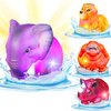 Mold Free Light up Bath Toys, No Hole Realistic Wild Animals Bathtub Toys for Toddler Kids Baby Ages 1-3, Flashing LED Changing Color in Water, Birthday Gift, Floating Bathroom Tub Swimming Pool Party