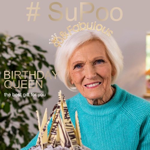 SuPoo 90th Birthday Decorations for Women 90th Birthday Headband Crown Gold 90th Birthday Gifts for Her 90 & Fabulous Party Decorations Happy Birthday Tiara Hair Accessories