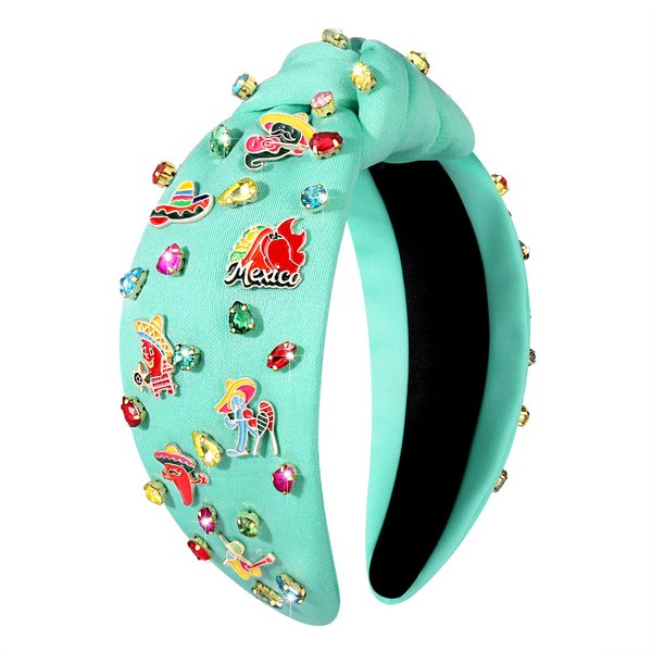 BSJELL Mexican Headband for Women Cinco De Mayo Accessories Fiesta Sombrero Chili Knotted Headband Fiesta Party Decorations (Fiesta Charms)
