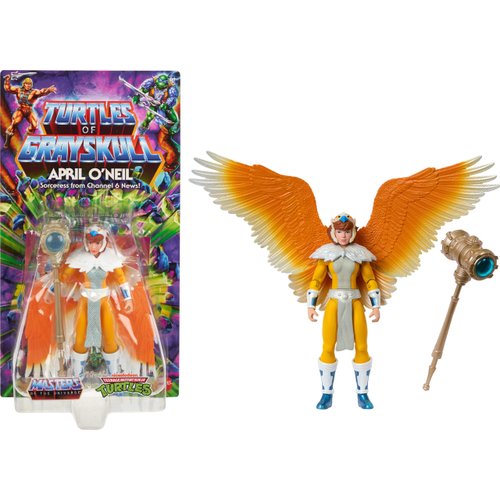 Masters of the Universe Mattel Origins Turtles of Grayskull Action Figure & Accessories, Sorceress April O’Neil Collectible Toy with 16 Joints, TMNT & Motu Crossover