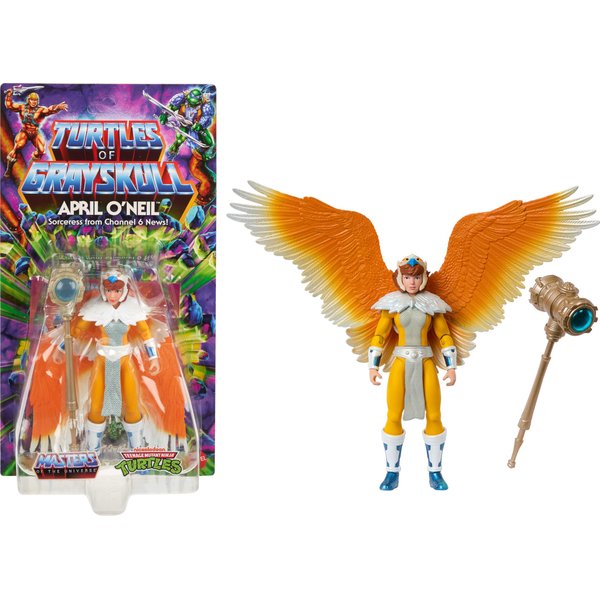 Masters of the Universe Mattel Origins Turtles of Grayskull Action Figure & Accessories, Sorceress April O’Neil Collectible Toy with 16 Joints, TMNT & Motu Crossover