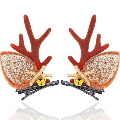 BARTOSI Christmas Hair Clips Reindeer Antlers Hair Clip Deer Antler Hairpin Christmas Hair Accessories for Women and Girls (Pack of 2)