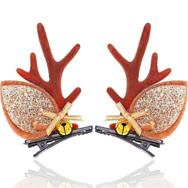 BARTOSI Christmas Hair Clips Reindeer Antlers Hair Clip Deer Antler Hairpin Christmas Hair Accessories for Women and Girls (Pack of 2)