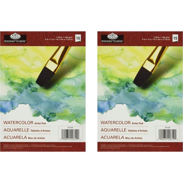 Essentials Watercolor Artist Paper Pad 5"X7"-15 Sheets (Twо Pаck)