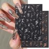 6 Sheets Sun Star Nail Art Stickers Moon Nail Stickers Fish Bone Nail Decals Gold Rose Sliver Fish Bone Moon Star Design Nail Art Supplies for Women Girls Acrylic Nails Decorations Salon Accessories