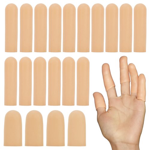 20 PCS Gel Finger Cots, Silicone Finger Protectors, Thumb Protector Covers, Finger Caps for Dry Skin Crack Slips Hand Eczema Finger Arthritis, Fingertip Bandage for Knitting Cuts.