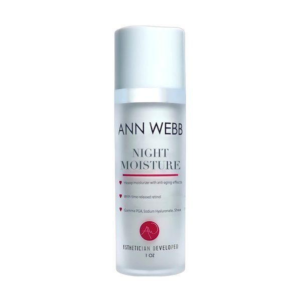 Ann Webb Night Moisture Lotion - All Natural Thick Night Moisturizer for Face w/Retinol - Intense Soothing Night Cream for Firming, Anti-Aging & Wrinkle Cream - For Dry, Normal & Oily Skin 1oz