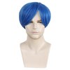 IEBIYO Mens Blue Wig Joy Short Blue Cosplay Wig Boys Blue Anime Wig Heat Resistant Halloween Party Costume Wig (Blue)