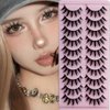 Japanese Style False Eyelashes Makeup Manga Lashes Cosplay Anime Eyelash Lashes Doll Eye Natural 10 Pairs Asian False Eyelashes Pack Look Like Individual