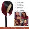 Kislemon Ombre Wine Red Bob Wigs Brazilian Human Hair Lace Front with Baby Hair 12inch Middle Part 2 Tones 1b/99J Wig 4×4 Straight Autumn Bob Middles Part for Black Women