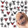 32Pcs Halloween Nail Charms 3D Alloy Nail Art Charms 3D Black Red Rhinestones Nail Supplies Skeleton Star Heart Spider Bat Devil's Eye Cross Design for Manicure Craft DIY Nail Art Decorations 16Styles