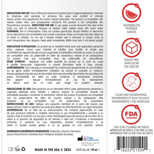 Wet Water-Based Flavored Lube for Men, Women & Couples, 3 Fl Oz (Juicy Watermelon) - Long-Lasting Premium Personal Lubricant Safe to Use with Latex Condoms - Gluten Free & Sugar Free