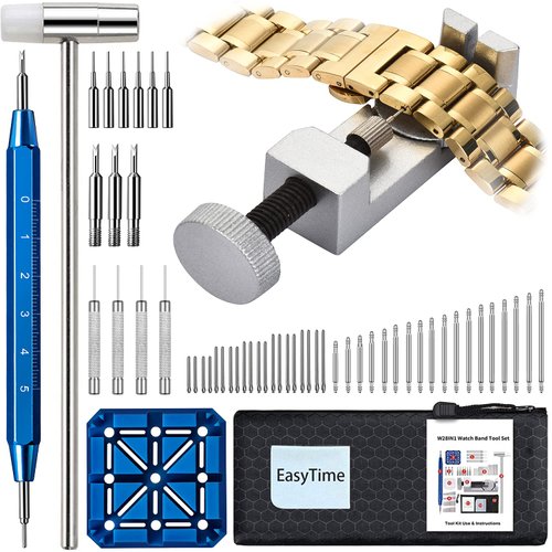Watch Link Removal Tool Kit: EasyTime Watch Repair Kit with Watch Band Tool, Watch Adjustment Remover Tool with 108 PCS of Spring Bars and User Manual, Used to Adjust Bracelet and Replace Strap