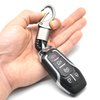 EYANBIS Car Key Fob Keychains Leather Holder Key Chain Sturdy Metal with D-Ring for Men and Women 2 Pack, Black, 360 Degree Rotatable, with Screwdriver
