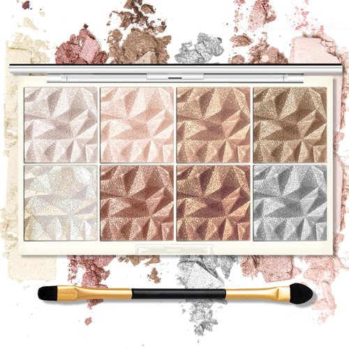 Noerrors 8 Colors Diamond Shimmer Eyeshadow Palette Holographic Shining Glitter Finish Naked Nudes Eye Shadow Powder Sparkle Multichrome Iridescent Highlighter Rainbow Eye Makeup Gift #Flashing Galaxy