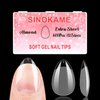SINOKAME 600pcs Extra Short Almond Nail Tips, Improved Pre-etched XS Small Almond Full Cover Fake Nails for Tiny Small Petite &Average Nail Beds, Clear Gel Press on Nails Short for Nail Extensions